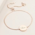 Women's Personalised Box Chain and Disc Bracelet in Rose Gold