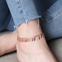 Delicate Bar Charms Anklet in Rose Gold