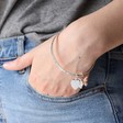 Silver 'Always My Mum' Charm Bangle with Name on Model