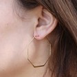 Delicate Octagonal Hoop Earrings in Rose Gold on Model