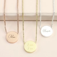 Personalised Box Chain and Disc Pendant Necklace