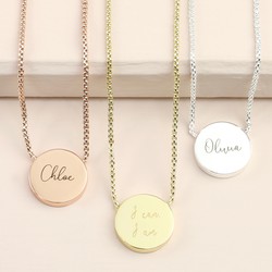 Personalised Box Chain and Disc Pendant Necklace