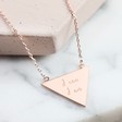 Women's Personalised Large Rose Gold Triangle Necklace