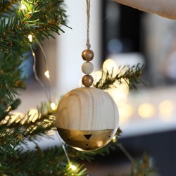 Metallic Dipped Wooden Bauble in Gold