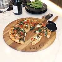 Personalised Pizza Cutter & Serving Board Set