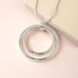 Women's Personalised Long Silver Double Circle Necklace