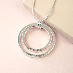 Personalised Long Silver Double Circle Necklace