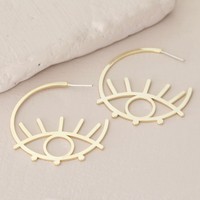Open Eye Hoop Stud Earrings in Gold