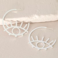 Open Eye Hoop Stud Earrings in Silver