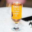 Engraved 'Bright Cider Life' Cider Glass