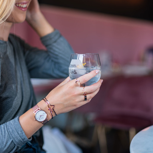 Personalised 'G&T' Gin Tumbler on Model