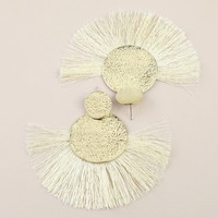 Large Gold Double Disc Tassel Earrings in Champagne Gold