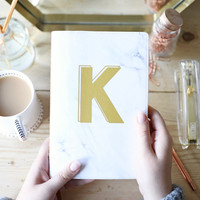 Personalised Initial Marble Effect Paper A5 Notebook