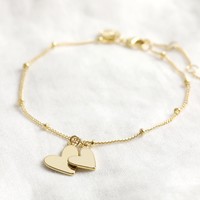 Gold Falling Heart Charms Bracelet