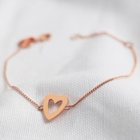 Heart Outline Bracelet in Rose Gold