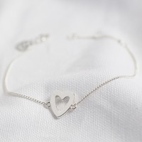 Heart Outline Bracelet in Silver