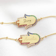 Ladies' Engraved Gold Rainbow Crystal Hamsa Hand Bracelet