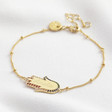 Lisa Angel Ladies' Personalised Gold Rainbow Crystal Hamsa Hand Bracelet