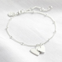 Silver Falling Heart Charms Bracelet
