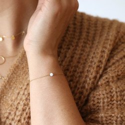 Carly Rowena Gold Sterling Silver Opalite Bead Chain Bracelet