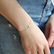 Gold Sterling Silver Opalite Bead Chain Bracelet on Model