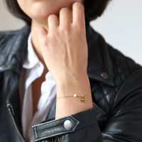 Carly Rowena Personalised Gold Sterling Silver Opalite Bead Chain Bracelet