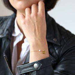 Carly Rowena Personalised Gold Sterling Silver Opalite Bead Chain Bracelet