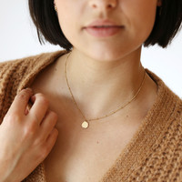 Carly Rowena Gold Sterling Silver Organic Shape Disc Necklace