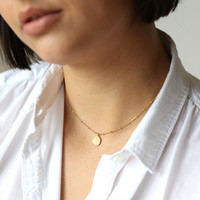 Carly Rowena Personalised Gold Sterling Silver Organic Shape Disc Necklace