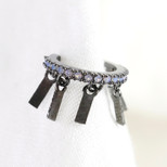 Bar Charm and Crystals Ear Cuff in Black