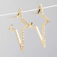 Crystal Star Hoop Earrings in Gold