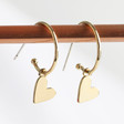 Lisa Angel Ladies' Gold Falling Heart Charm Hoop Earrings