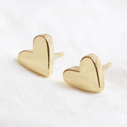 Gold Sterling Silver Falling Heart Stud Earrings