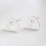 Heart Outline Stud Earrings in Silver