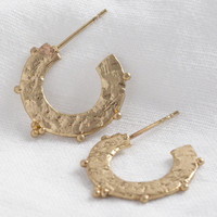 Small Flat Orb Hoop Earrings in Gold