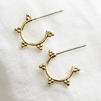 Small Gold Triple Orb Hoop Earrings