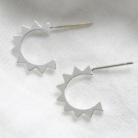 Small Sunshine Hoop Earrings in Silver