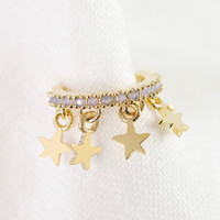 Star Charm and Crystals Ear Cuff in Gold