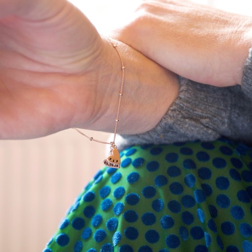 Personalised Rose Gold Falling Heart Charms Bracelet on Model