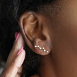 Gold Constellation Stud Earrings on Model