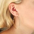 Lisa Angel Large Crystal Hoop Earrings in Gold on Model