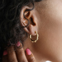 Small Double Orb Hoop Earrings in Gold