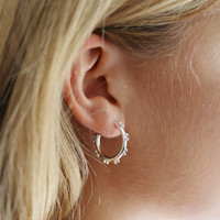 Small Double Orb Hoop Earrings in Silver