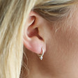 Sterling Silver Spike Huggie Hoop Earrings on Model