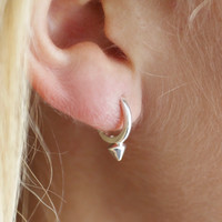 Sterling Silver Spike Huggie Hoop Earrings