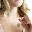 Women's Gold Sunbeam Pendant Necklace on Model
