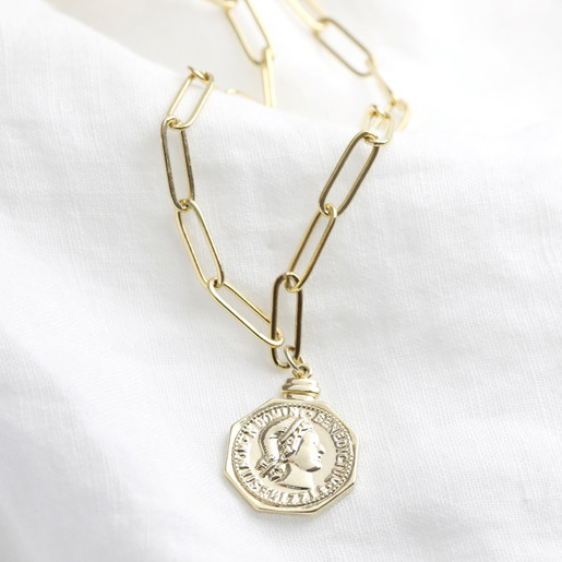 Personalised Cable Chain Coin Pendant Necklace Lisa Angel - Gold Coin Pendants Necklaces Personalised Cable Chain Coin Pendant Necklace Lisa Angel - Gold Coin Pendants Necklaces