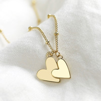 Gold Falling Heart Charms Necklace