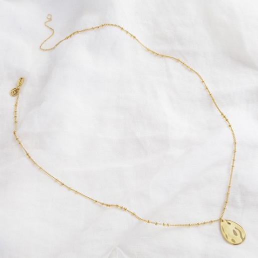 Lisa Angel Delicate Hammered Teardrop Pendant Necklace in Gold