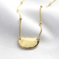 Hammered Half Moon Necklace in Gold